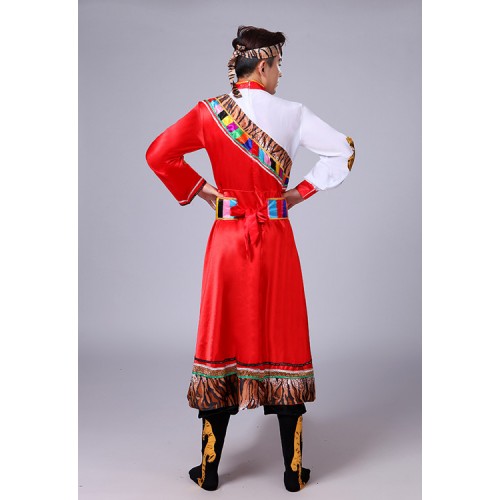 Men's Mongolian dance costumes male chines ancient traditional stage performance robes dresses